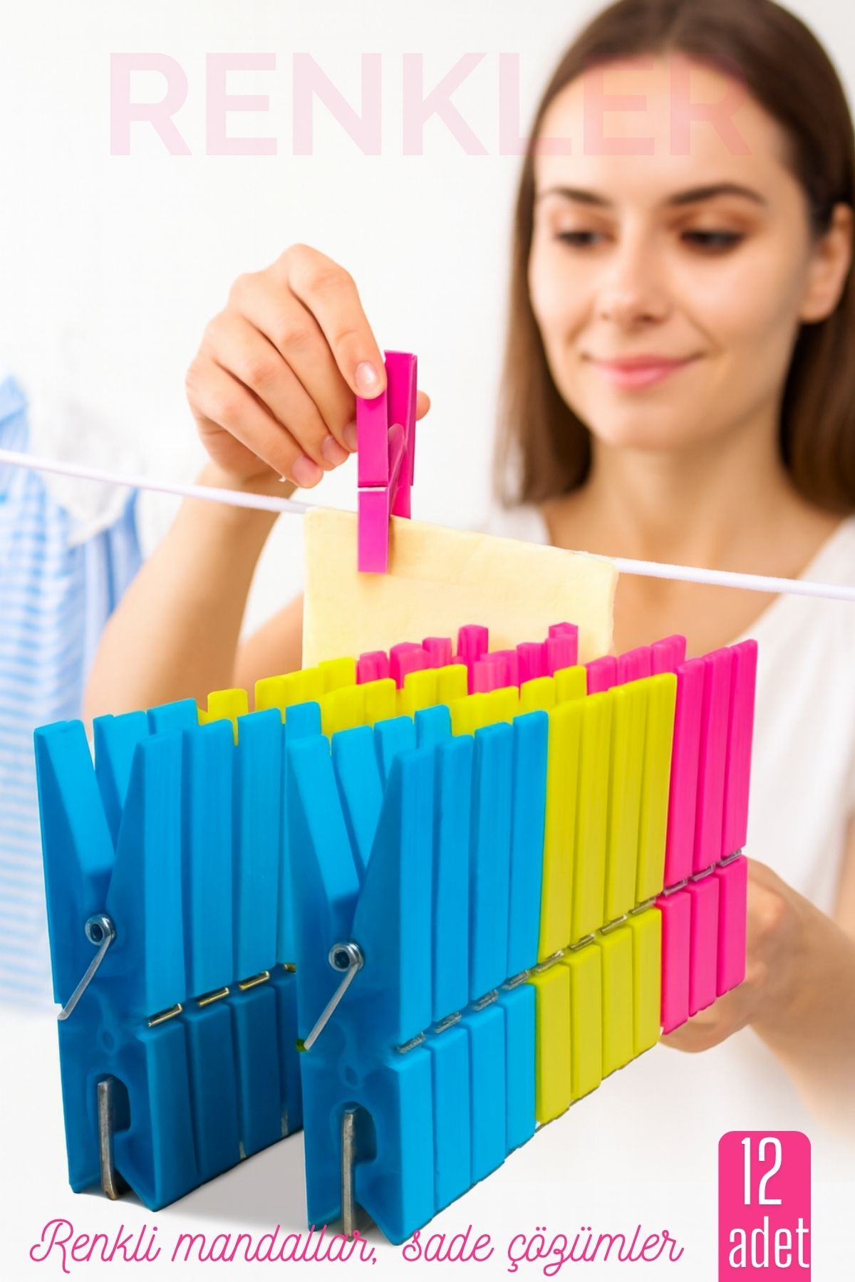 12’li Plastik Mandal Seti – Renkli, Dayanıklı, Çok Amaçlı Tutuş Ustası 722275