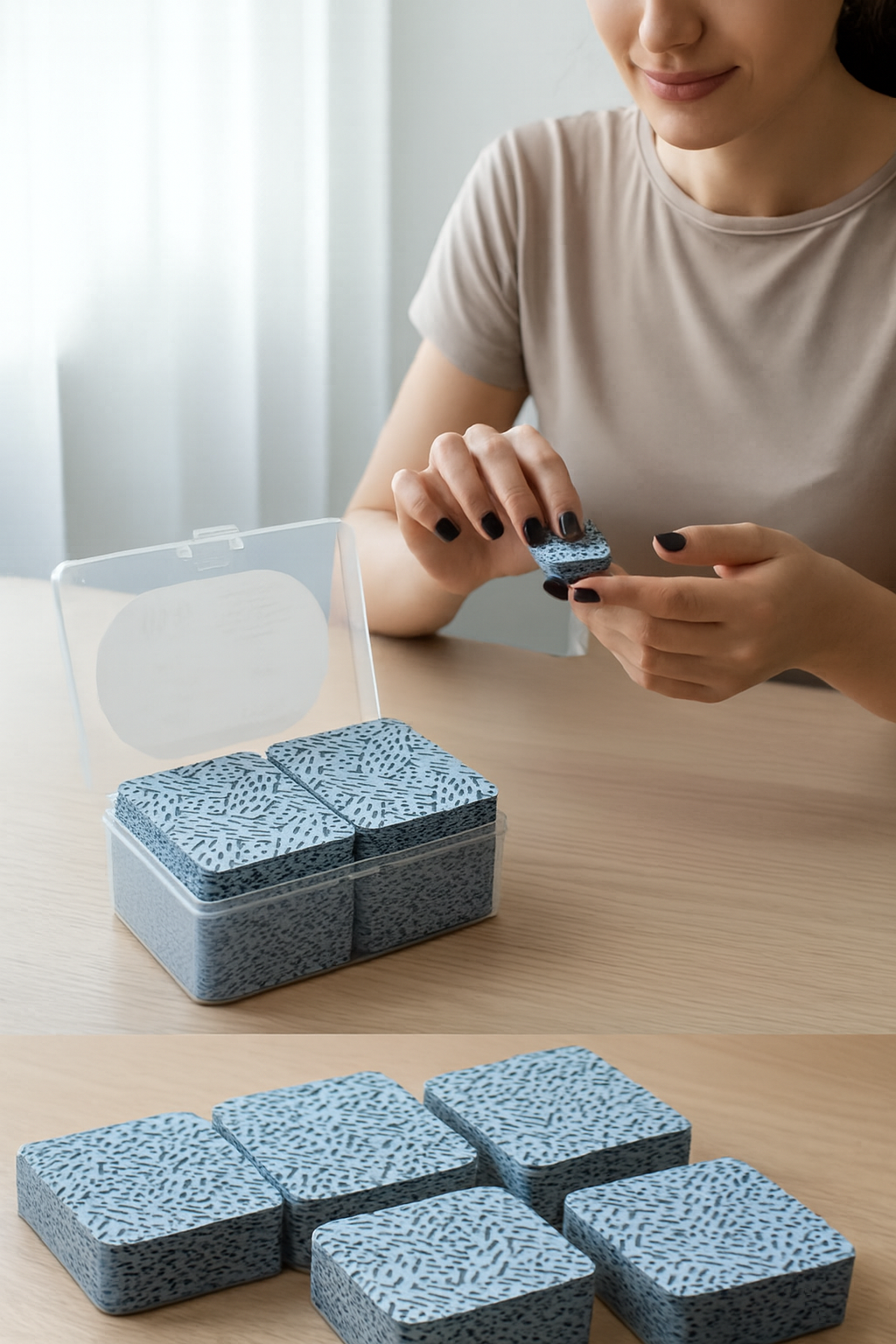 250’li Oje Çıkarıcı Tüysüz Ped – Plastik Kutulu, Kompakt, Hijyenik Tırnak Temizleme Mendili 722278