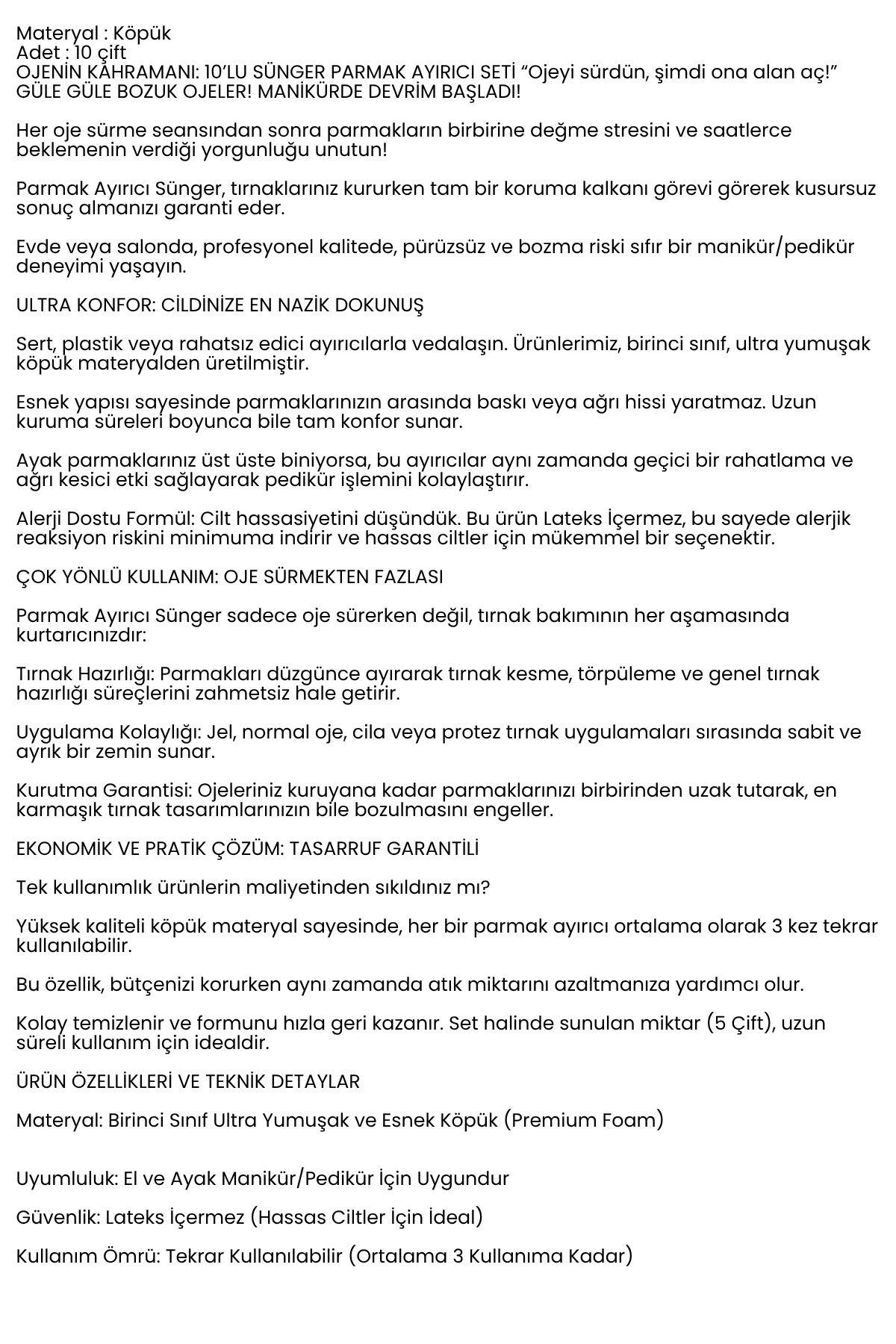 10 Çift  Oje Sürme Aparat - Parmak Ayırıcı Sünger  Esnek Ayak Aparatı 722281