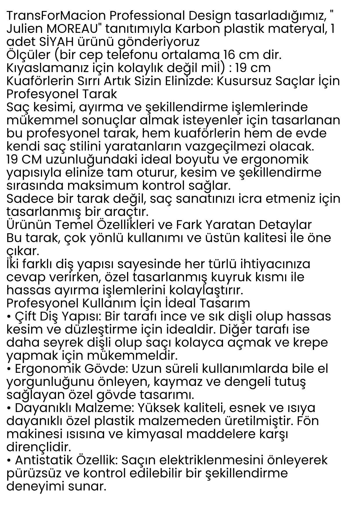 Bayan Kuaförü Saç Kesim Tarağı - Profesyonel Kuaför Saç Kesim Tarağı | Krepe, Ayırma ve Şekillendirme Tarağı 722284