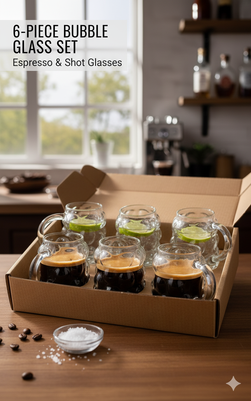 Mini Bubble Espresso & Shot Bardak Borosilikat Cam  – 6'li Set (6x5 cm) 722288