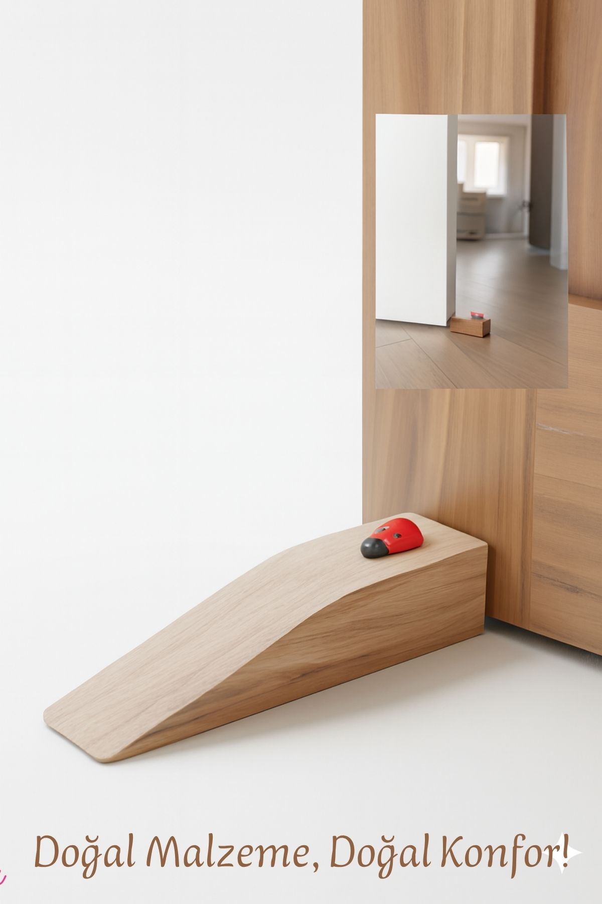 Uğur Böcekli Ahşap Kapı Tutucu – Kapı Stoperi Kaymaz, Dekoratif, Dayanıklı, Sessiz Çözüm 717163