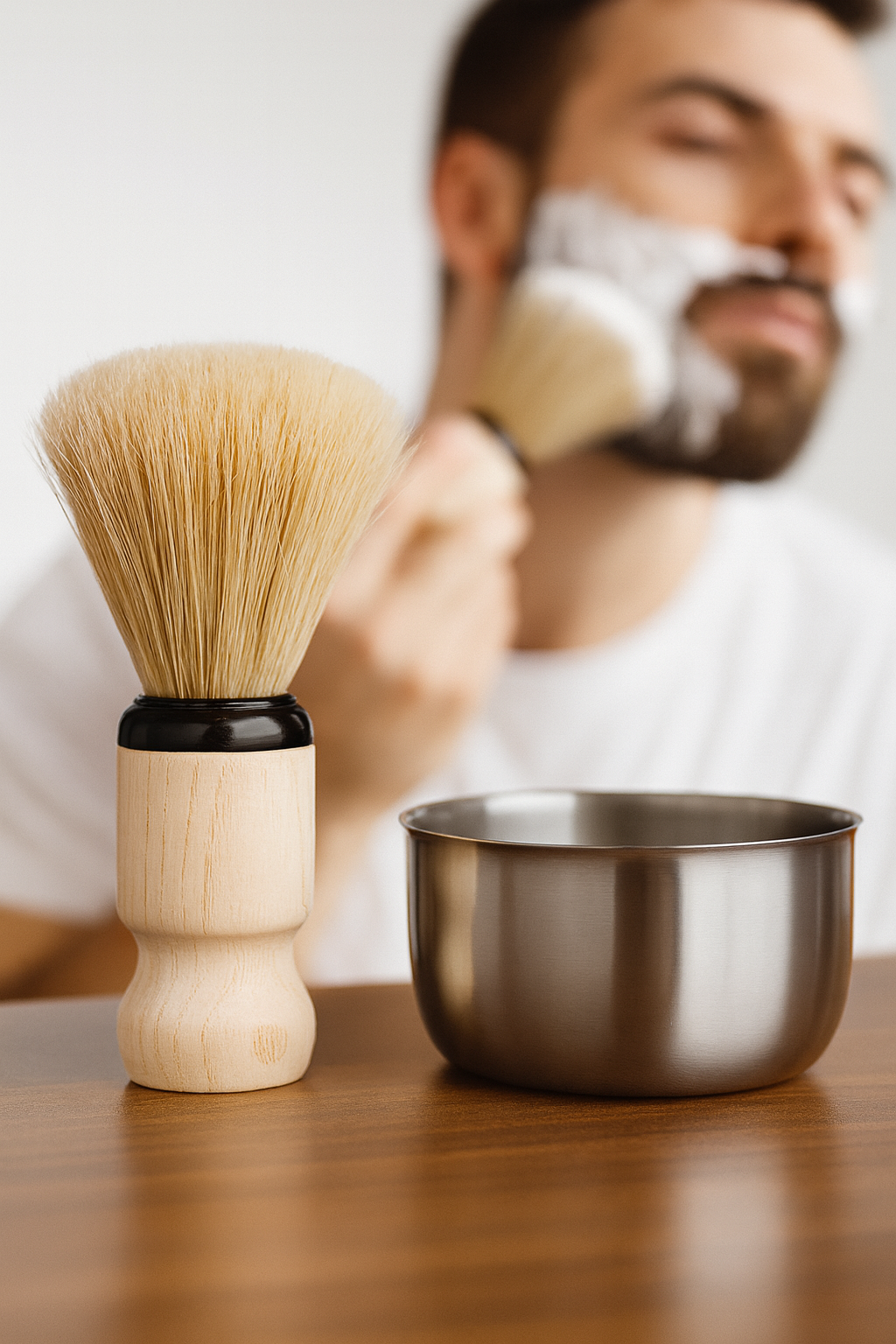 Klasik Tıraş Seti – Ahşap Saplı Fırça & 304 Paslanmaz Çelik Tıraş Tası  722290