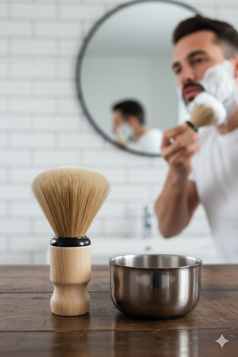 Klasik Tıraş Seti – Ahşap Saplı Fırça & 304 Paslanmaz Çelik Tıraş Tası  722290
