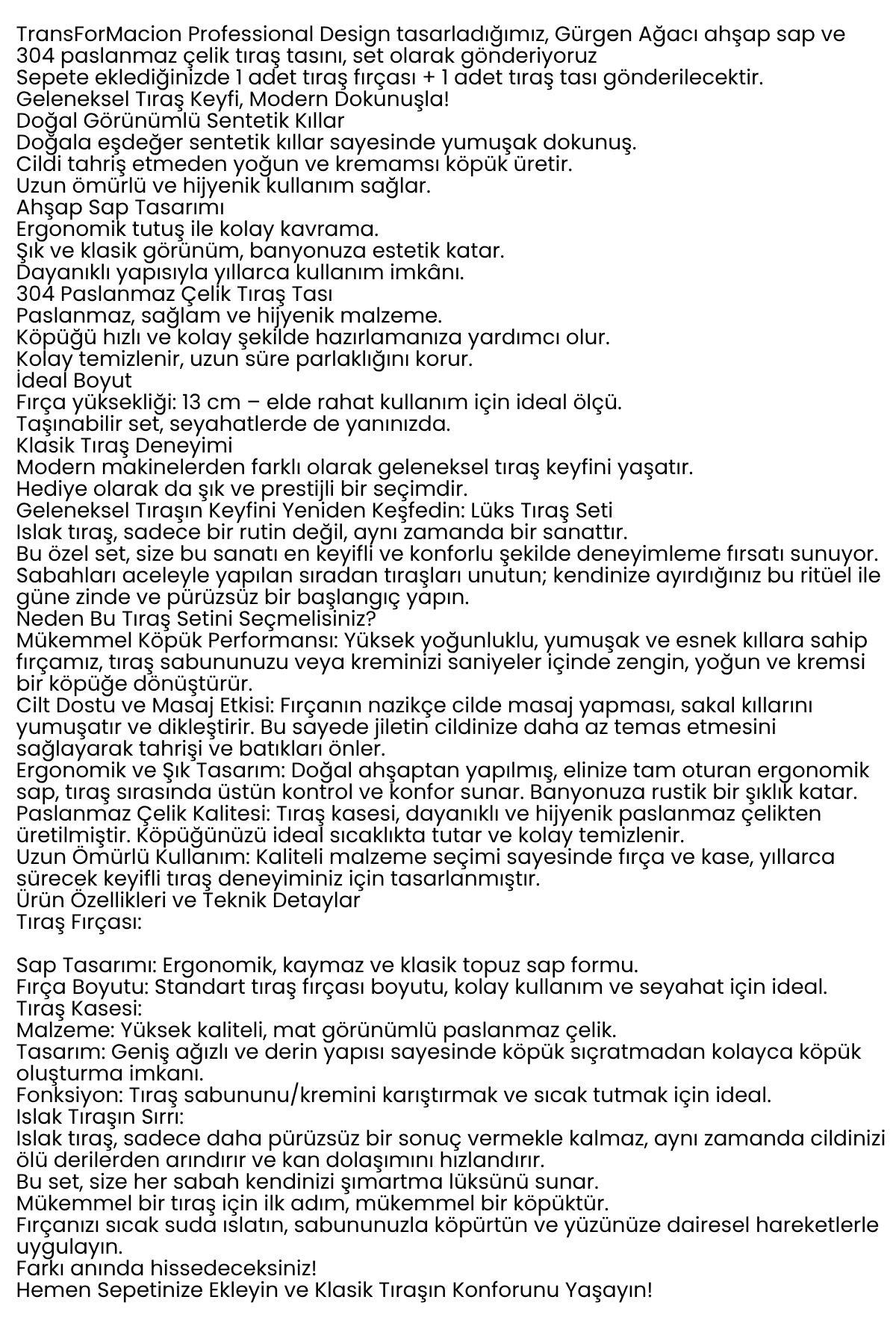 Klasik Tıraş Seti – Ahşap Saplı Fırça & 304 Paslanmaz Çelik Tıraş Tası  722290