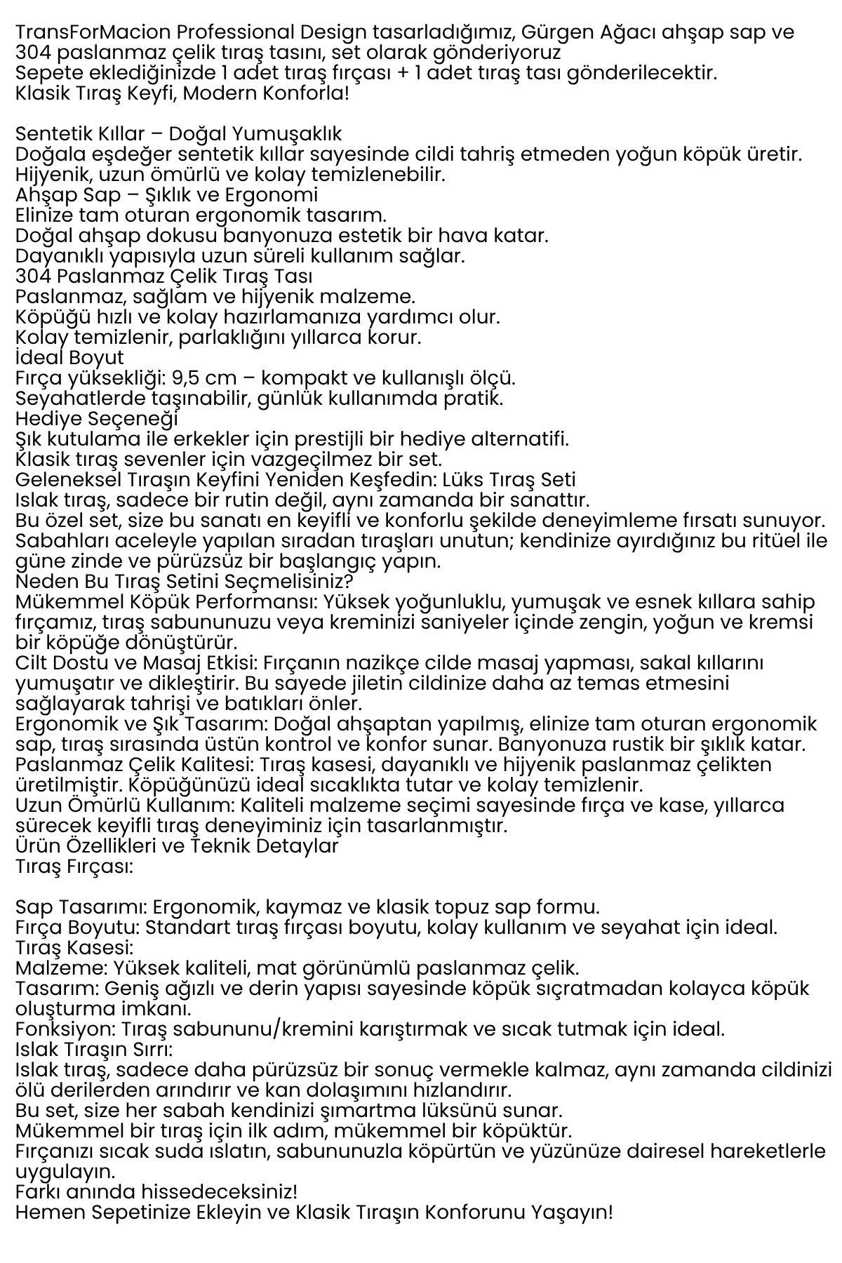 Klasik Tıraş Seti – Ahşap Saplı Fırça & 304 Paslanmaz Çelik Tıraş Tası  722291