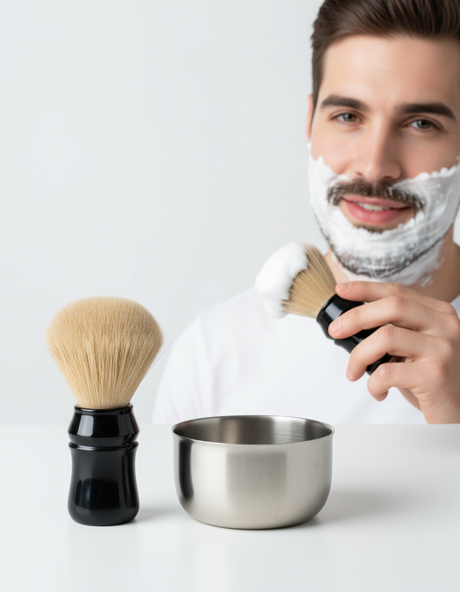 Klasik Tıraş Seti – Ahşap Saplı Fırça & 304 Paslanmaz Çelik Tıraş Tası  722292