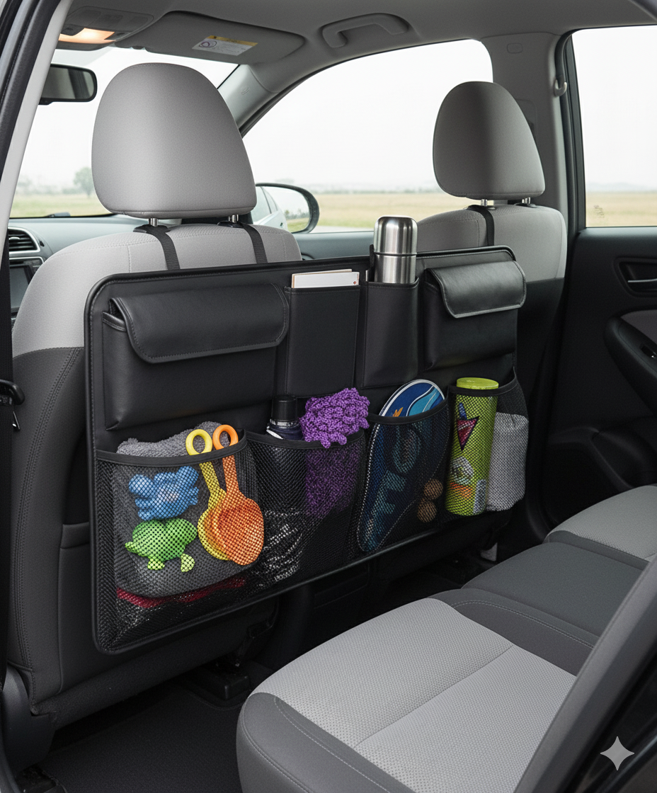 8 Gözlü Araç Koltuk Arkası Organizer – Güçlü Tokalı, Cırtlı, Ayarlanabilir Tasarım 722295
