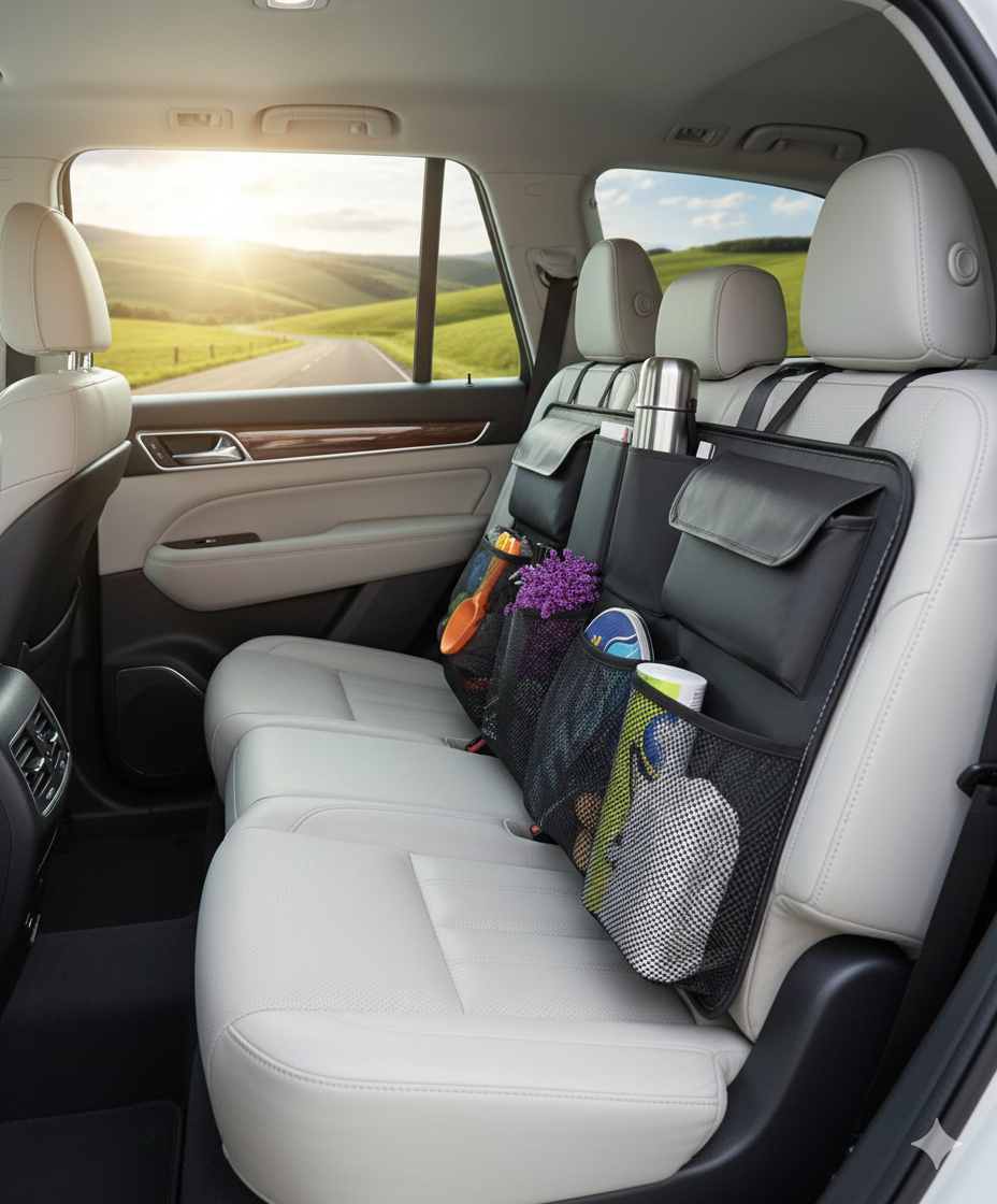 8 Gözlü Araç Koltuk Arkası Organizer – Güçlü Tokalı, Cırtlı, Ayarlanabilir Tasarım 722295