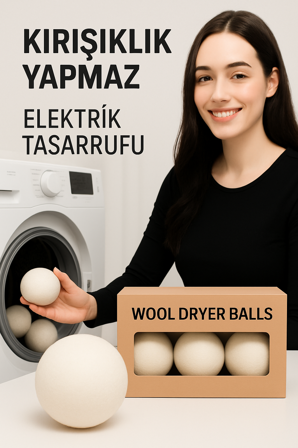 3’lü Kurutma Makina Topu – Merinos Yün Kurutma Topları Doğal Yumuşatıcı, Kırışık Önleyici, Enerji Tasarruflu 722296