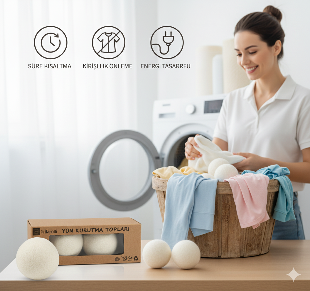 3’lü Kurutma Makina Topu – Merinos Yün Kurutma Topları Doğal Yumuşatıcı, Kırışık Önleyici, Enerji Tasarruflu 722296