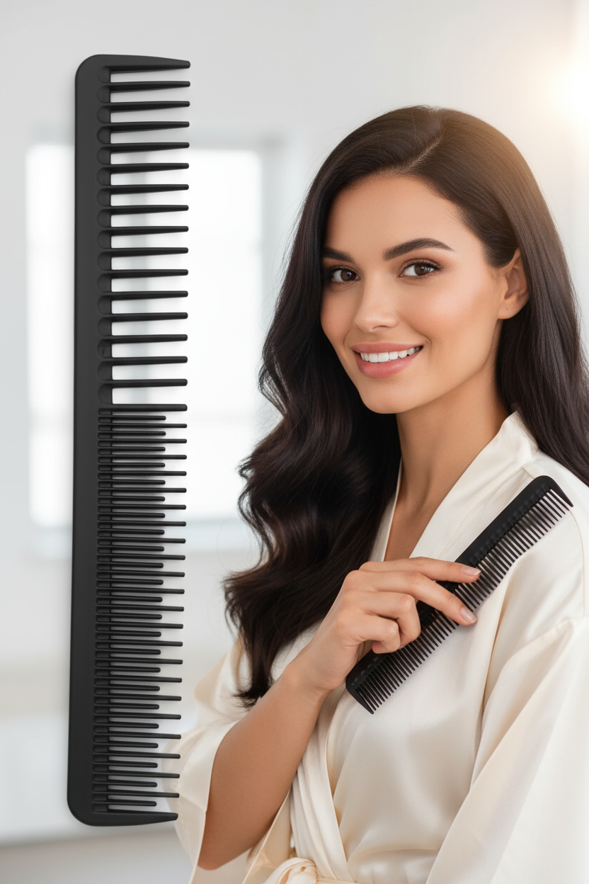 Karbon Plastik Saç Kesim Tarağı – 17.2 cm, Kuaför ve Kişisel Kullanıma Uygun 722298