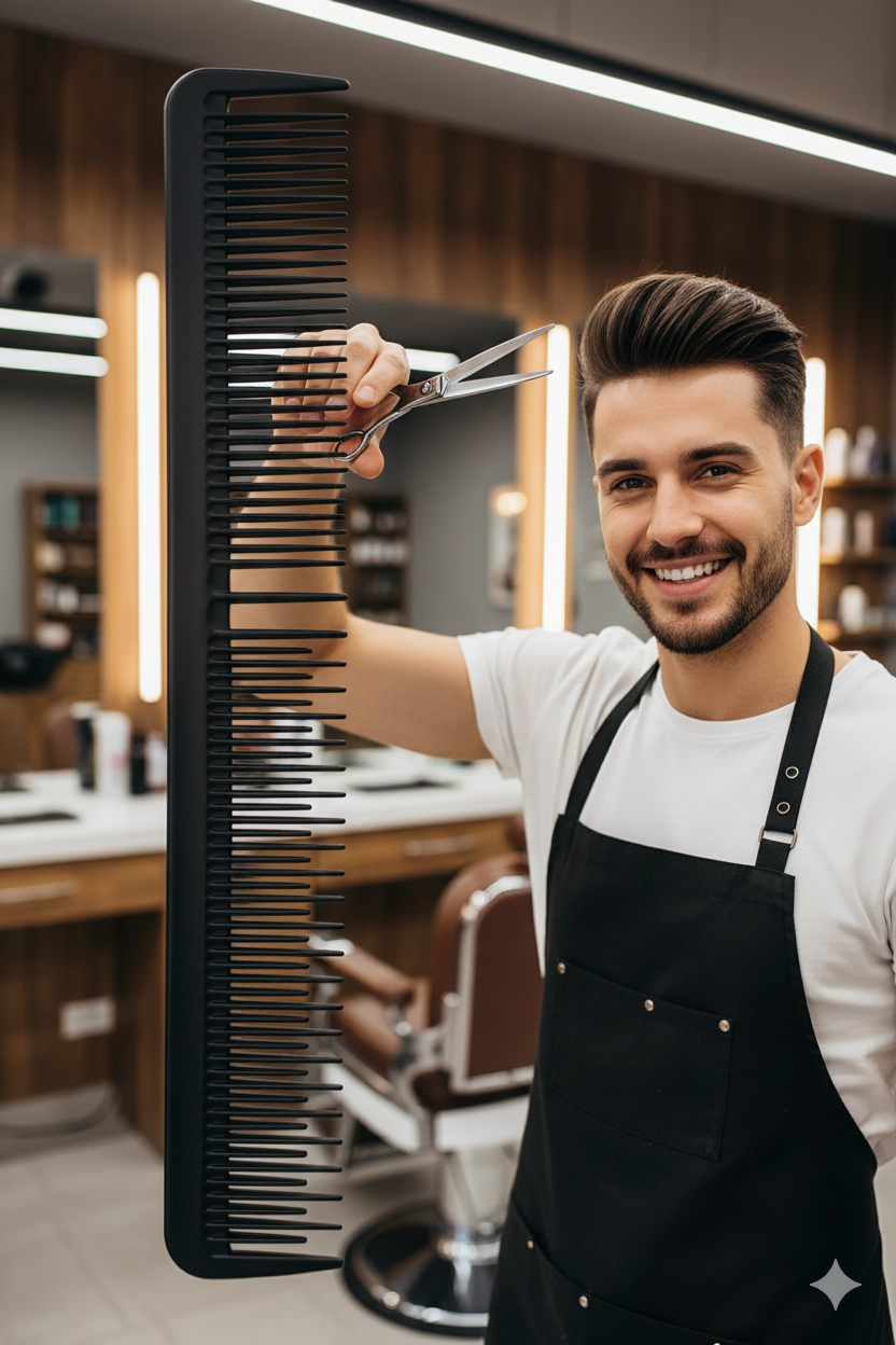 Karbon Plastik Saç Kesim Tarağı – 17.2 cm, Kuaför ve Kişisel Kullanıma Uygun 722298