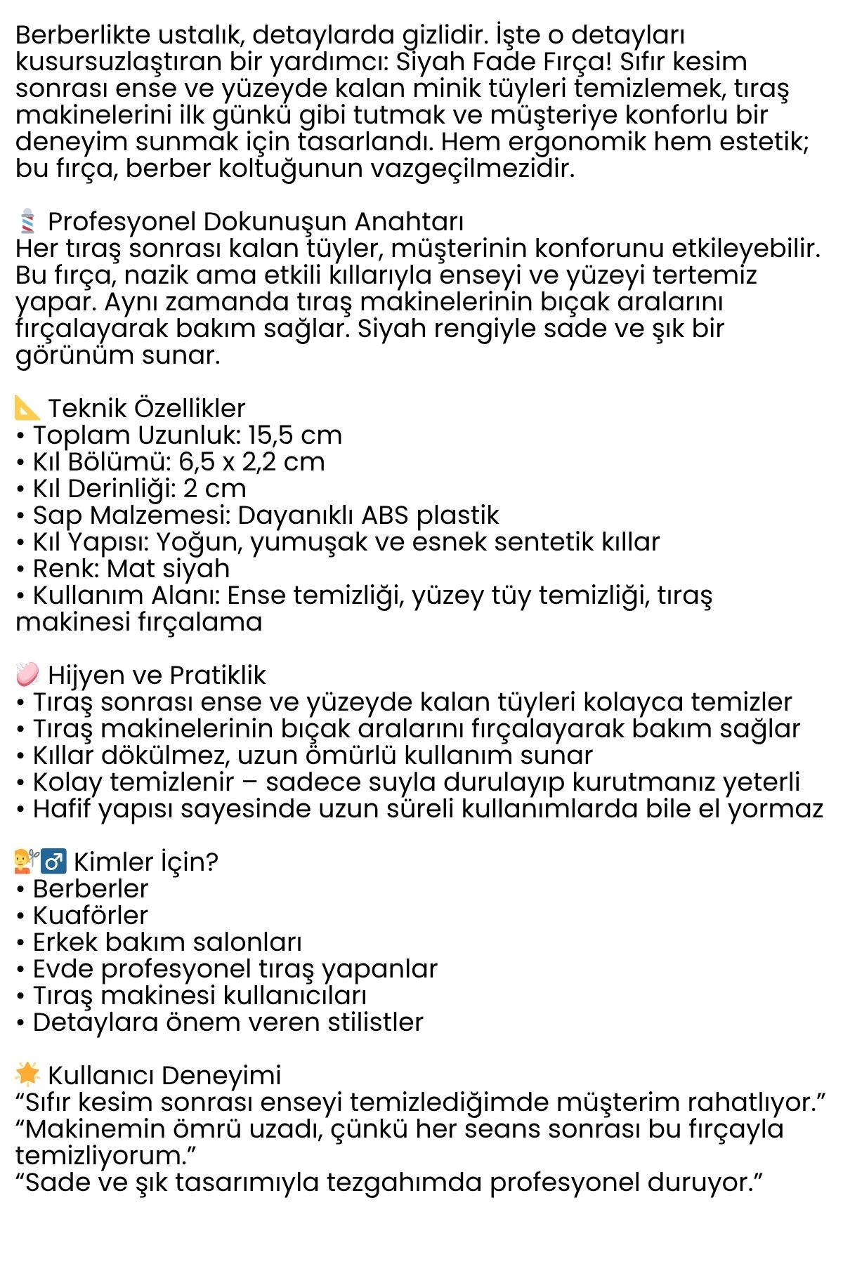 Fade Fırça – Berberler İçin Sıfır Kesim ve Makine Temizleme Fırçası 722306