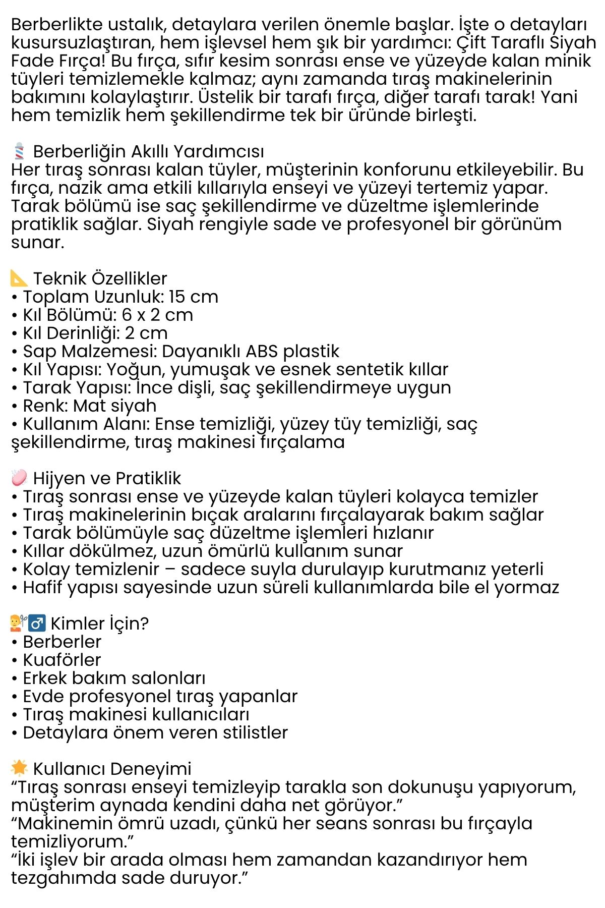 Fade Fırça – Berberler İçin Sıfır Kesim ve Makine Temizleme Fırçası 722307