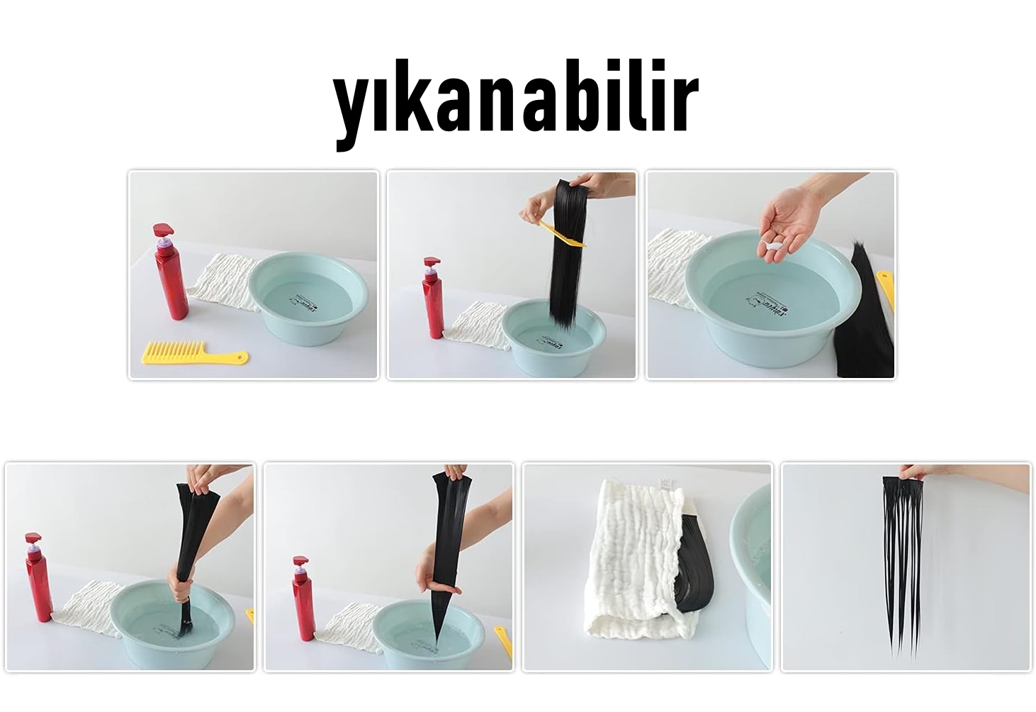 Doğal Görünümlü Düz Siyah Sentetik Kaynak Saç – RENK KOD:#1B  Kolay Tak Çıkar, Işıltılı Etki! 722313