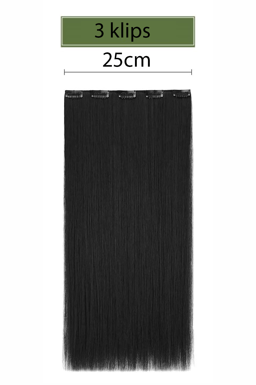 Doğal Görünümlü Düz Siyah Sentetik Kaynak Saç – RENK KOD:#1B  Kolay Tak Çıkar, Işıltılı Etki! 722313