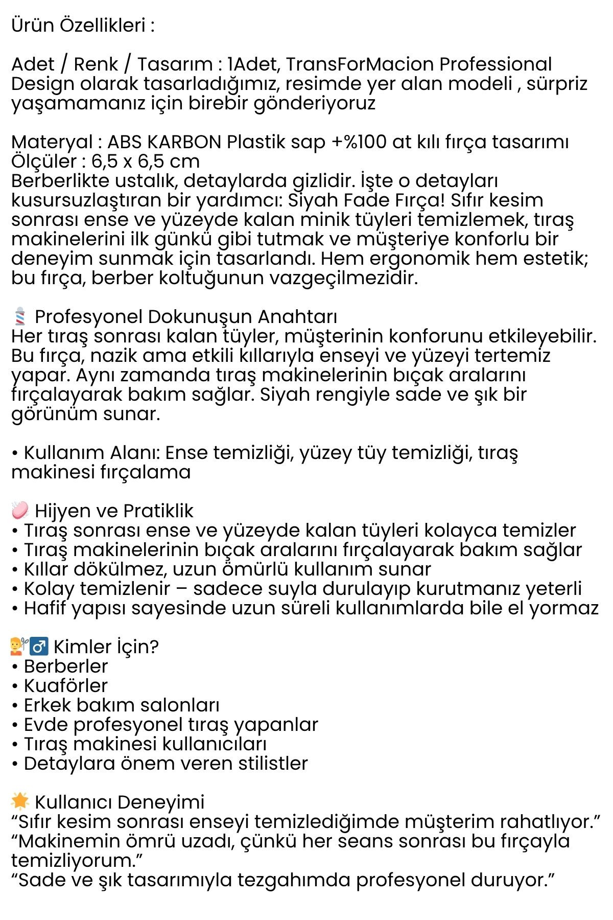 At Kılı Fade Fırça – Berberler İçin Sıfır Kesim ve Makine Temizleme Fırçası 719844