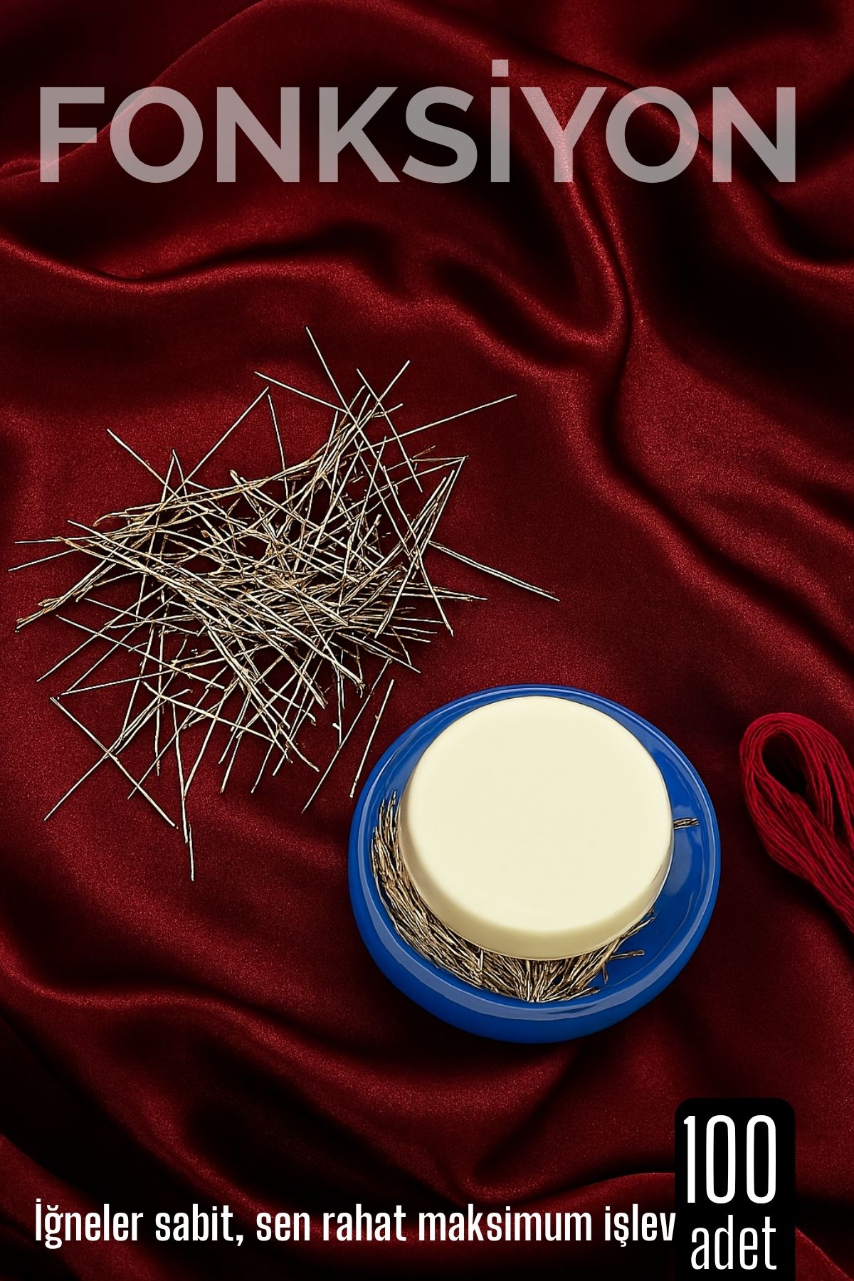 100'lü Süngerli Yuvarlak Kutulu Dikiş İğnesi – Pratik Saklama ve Kolay Kullanım 