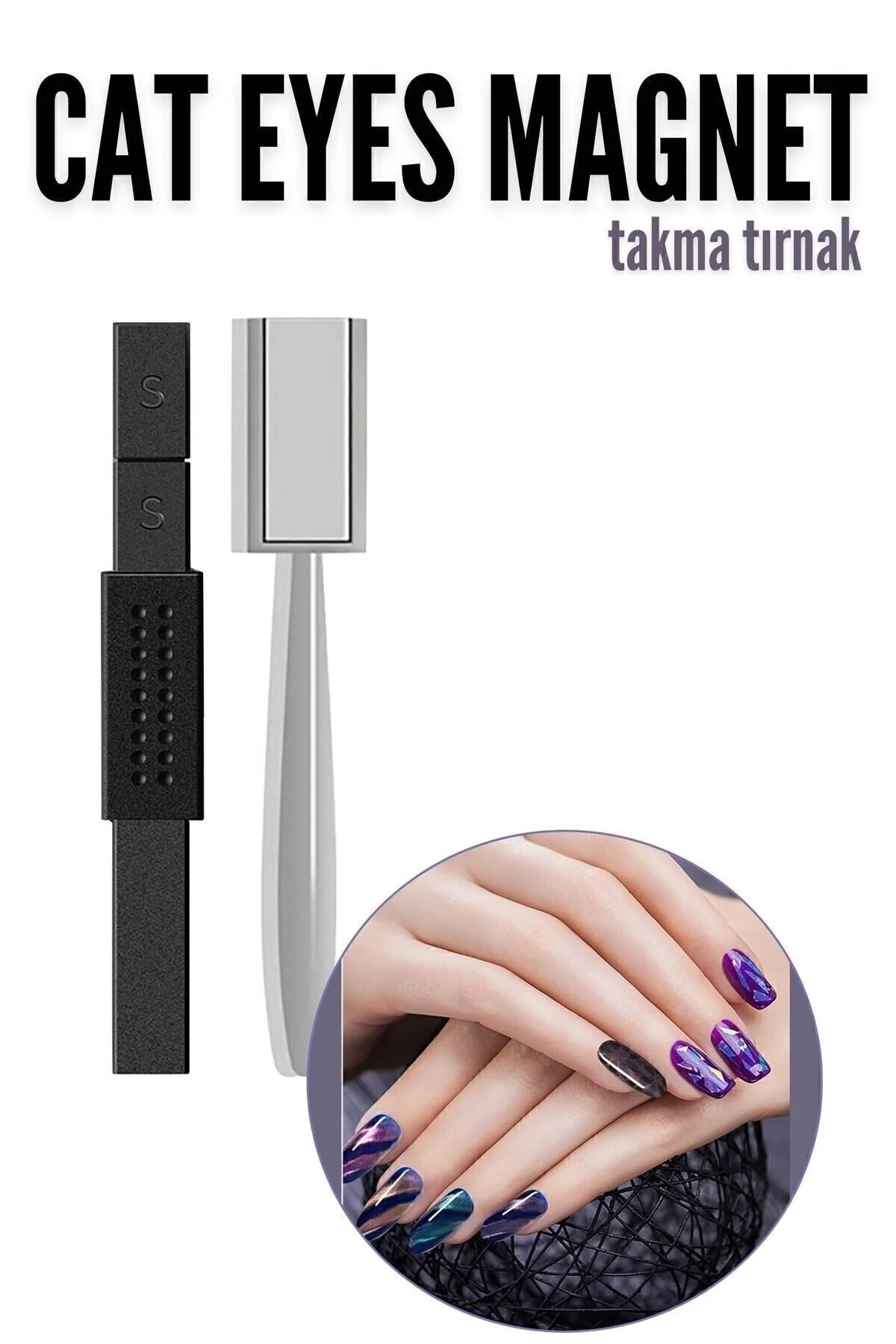Cat Eyes Tırnak Mıknatısı – 3D Efektli Manyetik Takma Tırnak Sanatı İçin Profesyonel Set 