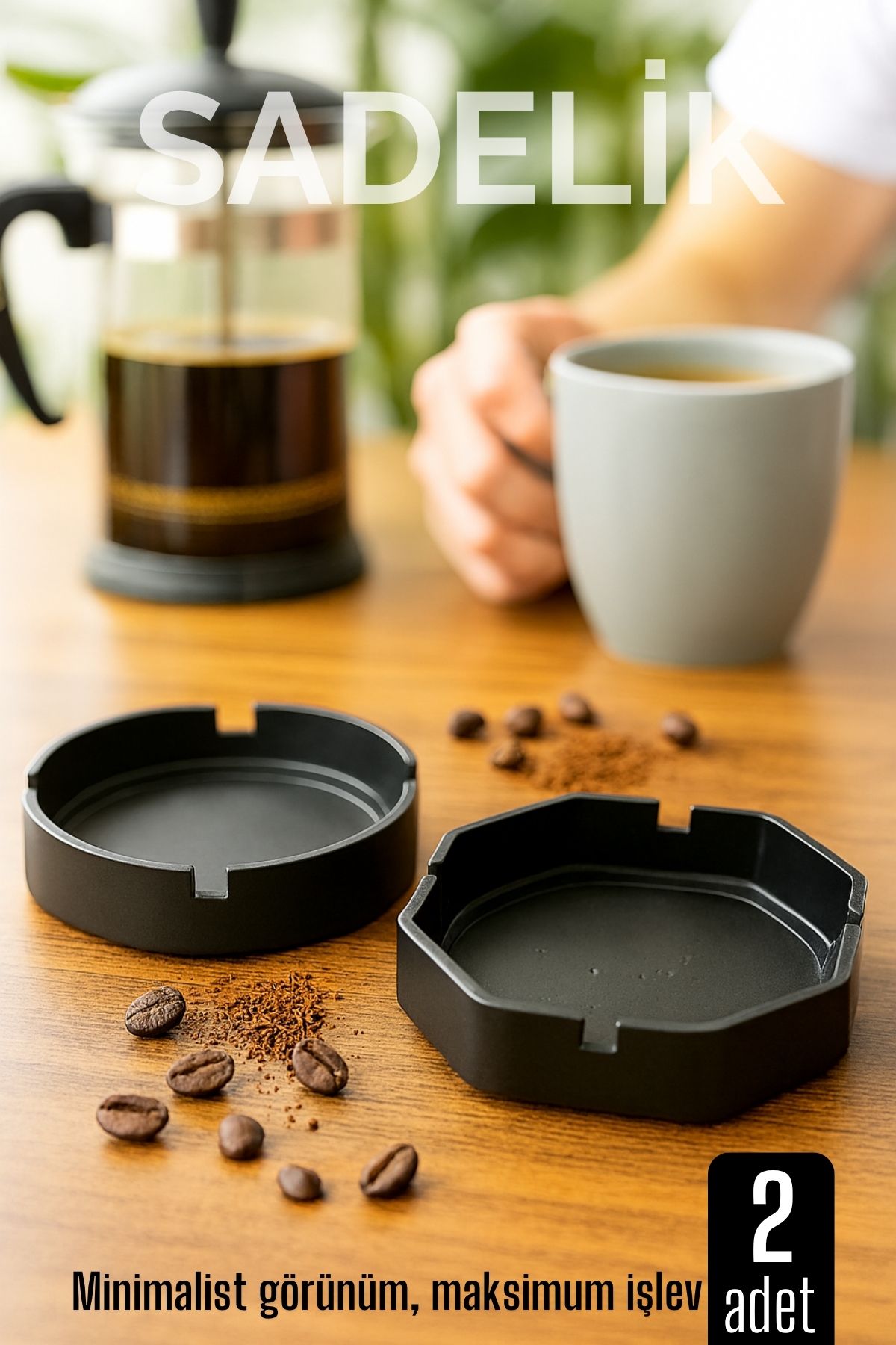 2 li Karbon Plastik Küllük Seti  - Masaüstü Küllük  Kaymaz, Hafif ve Şık Tasarım 