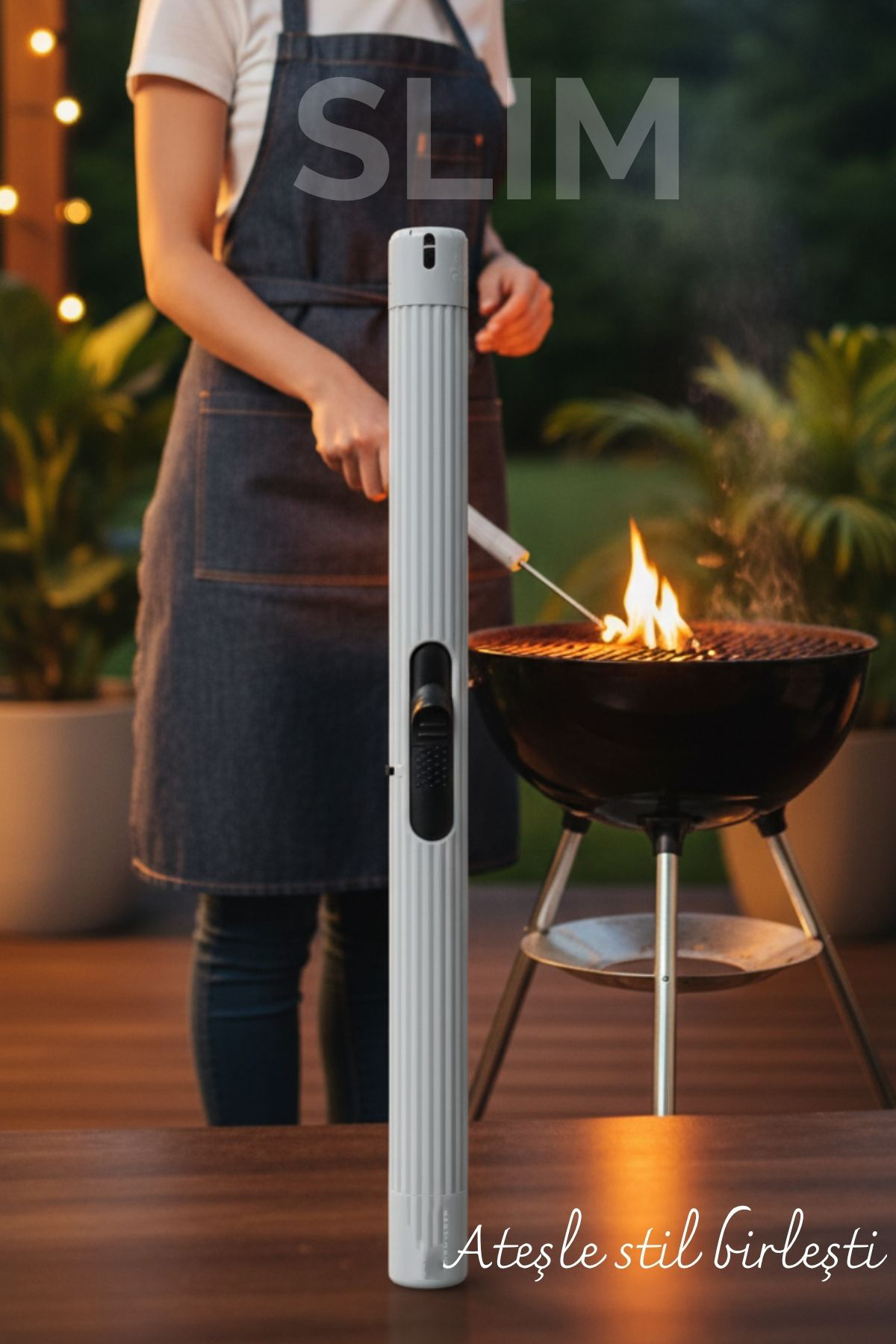 Slim Çakmak  - Barbekü, Pipo ve Mutfak Kullanımı İçin 21 cm Uzunlukta Gazlı Mangal Çakmağı 