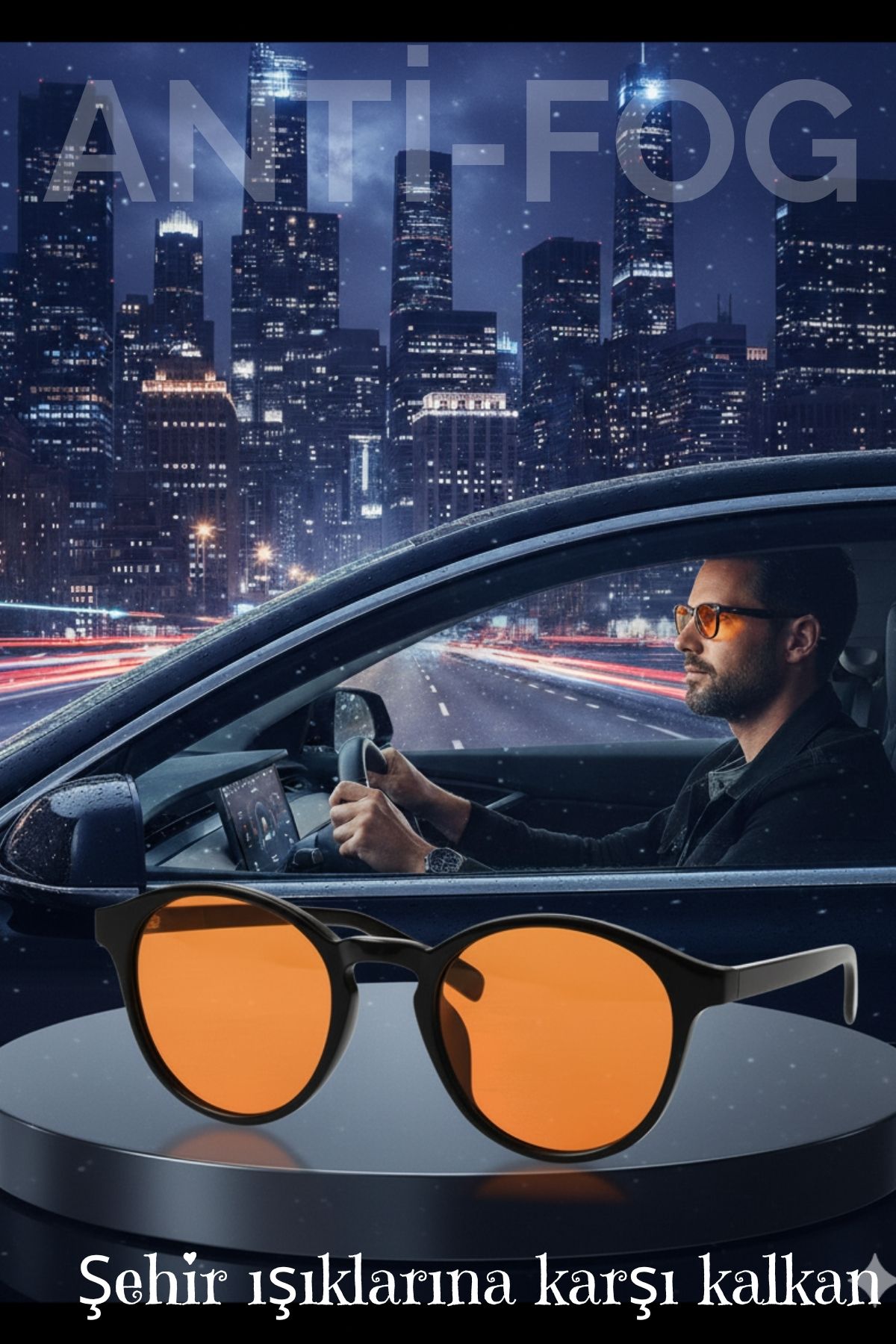 Parlama Önleyici Gece Sürüş Görüş Gözlüğü Sis Far Işık Önleyici Anti-Fog Gözlük 