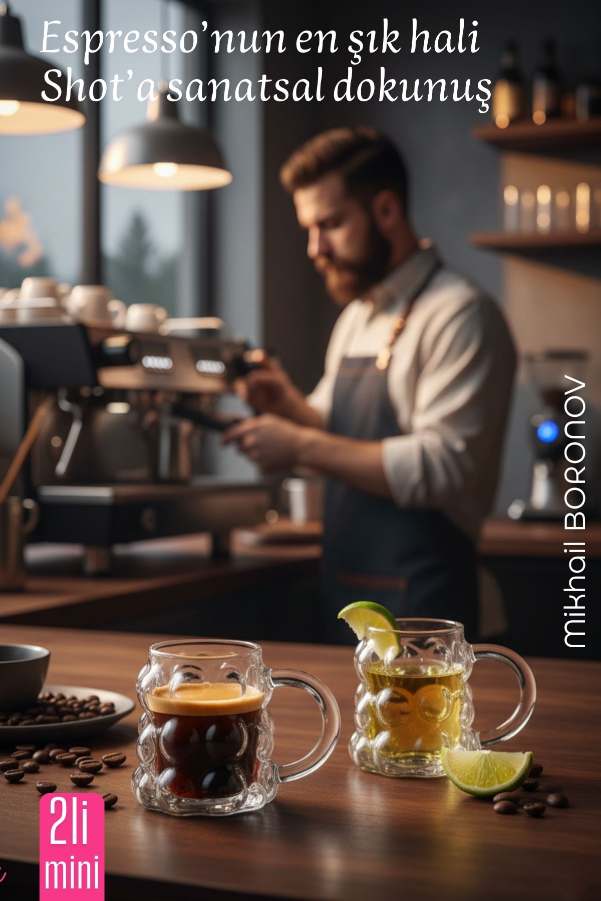 Mini Bubble Espresso & Shot Bardak Borosilikat Cam  – 2’li Set (6x5 cm) 