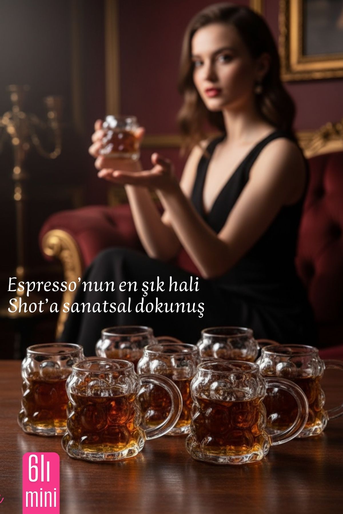 Mini Bubble Espresso & Shot Bardak Borosilikat Cam  – 6'li Set (6x5 cm) 