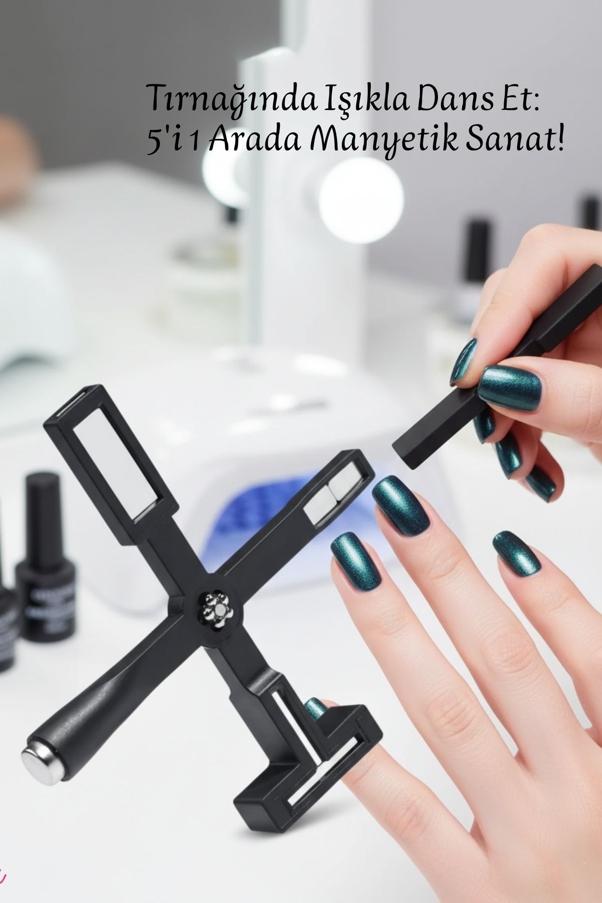 5 Etkili Cat Eye Oje Mıknatısı Seti - Profesyonel Kedi Gözü Manyetik Jel Oje Tasarım Aracı 