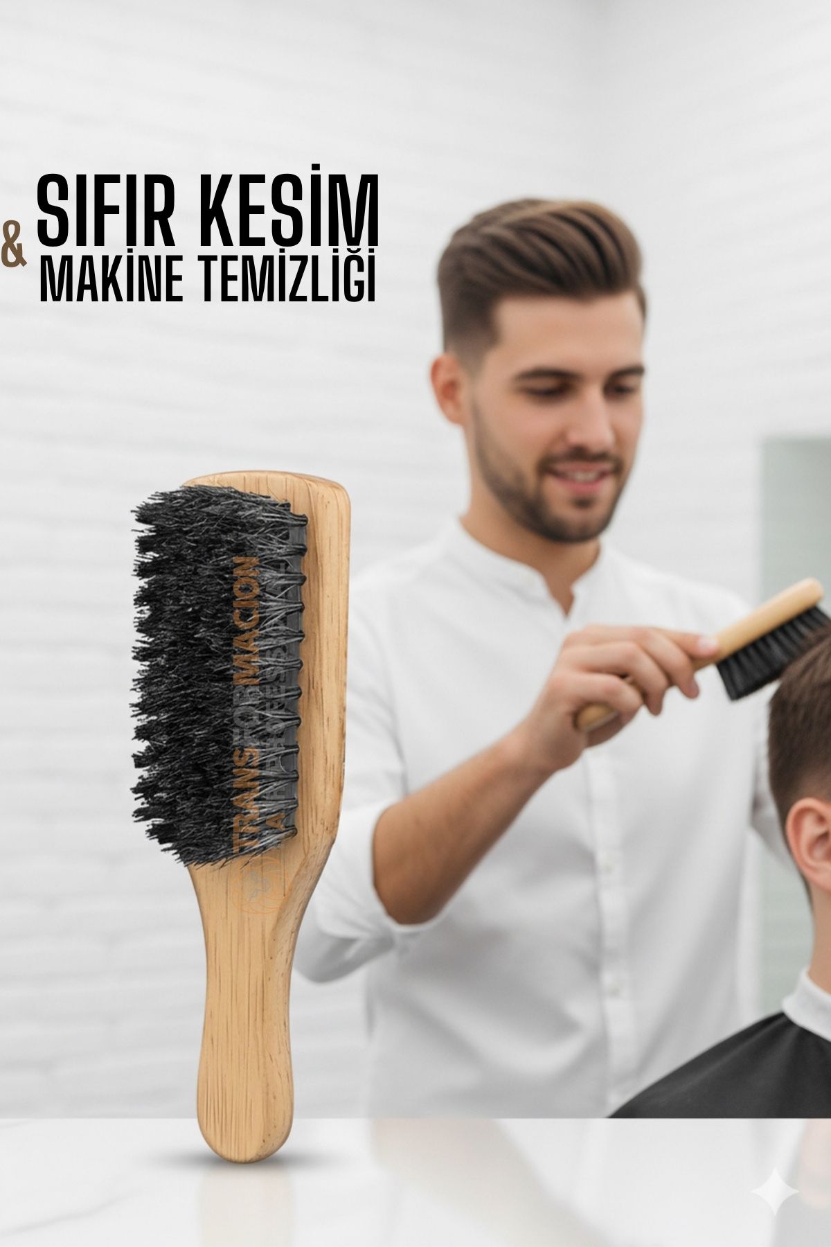 Ahşap Fade Fırça – Berberler İçin Sıfır Kesim ve Makine Temizleme Fırçası 