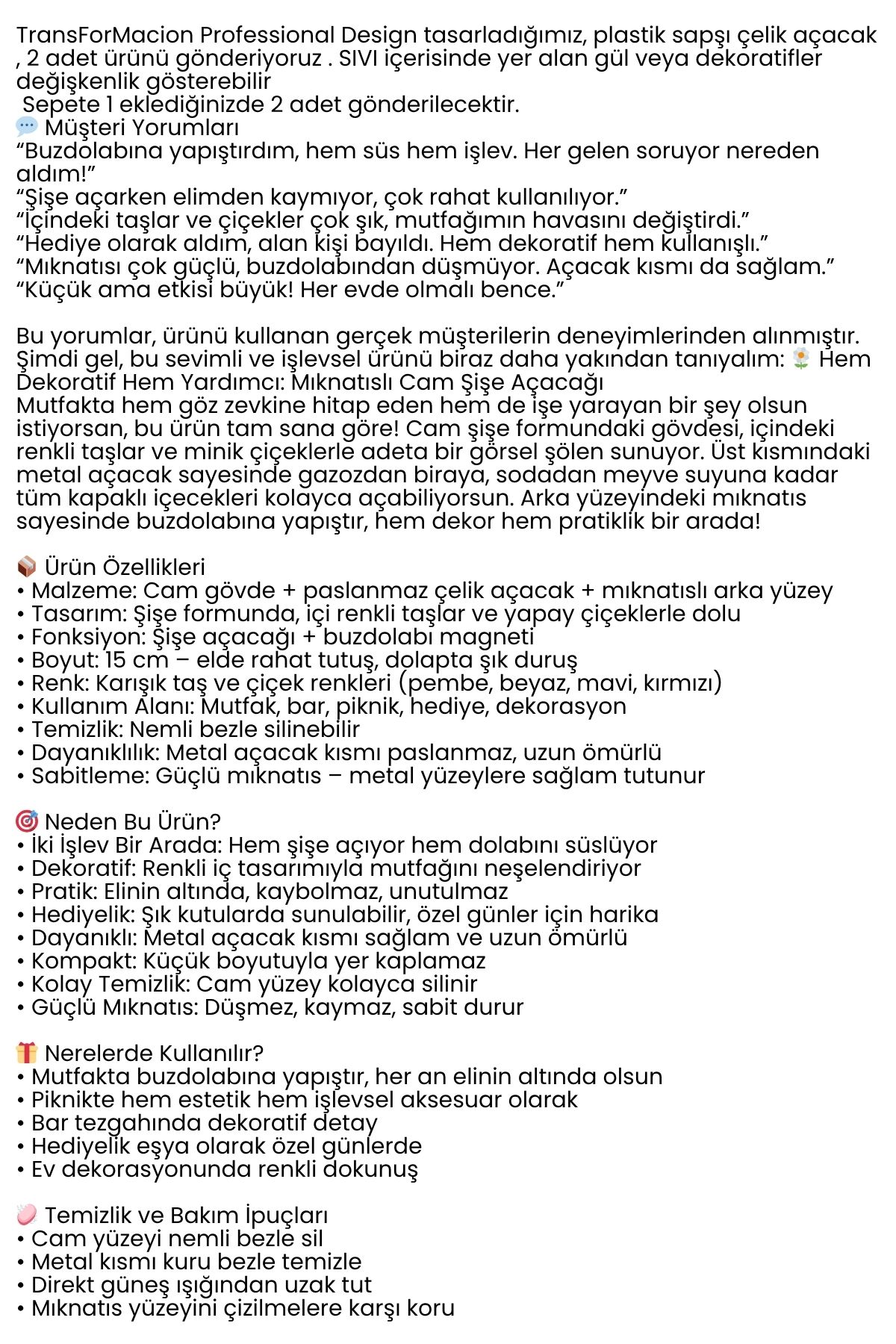 Mıknatıslı Dekoratif Şişe Açacağı – Çiçekli Tasarım, Buzdolabı Magnetli, Pratik ve Şık 722322