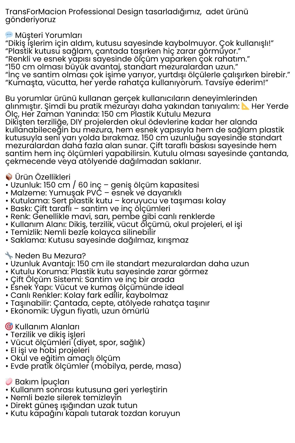 150 cm Plastik Kutulu Mezura – Esnek, Dayanıklı, Dikiş ve Ölçüm İçin Pratik Şerit Metre 722323