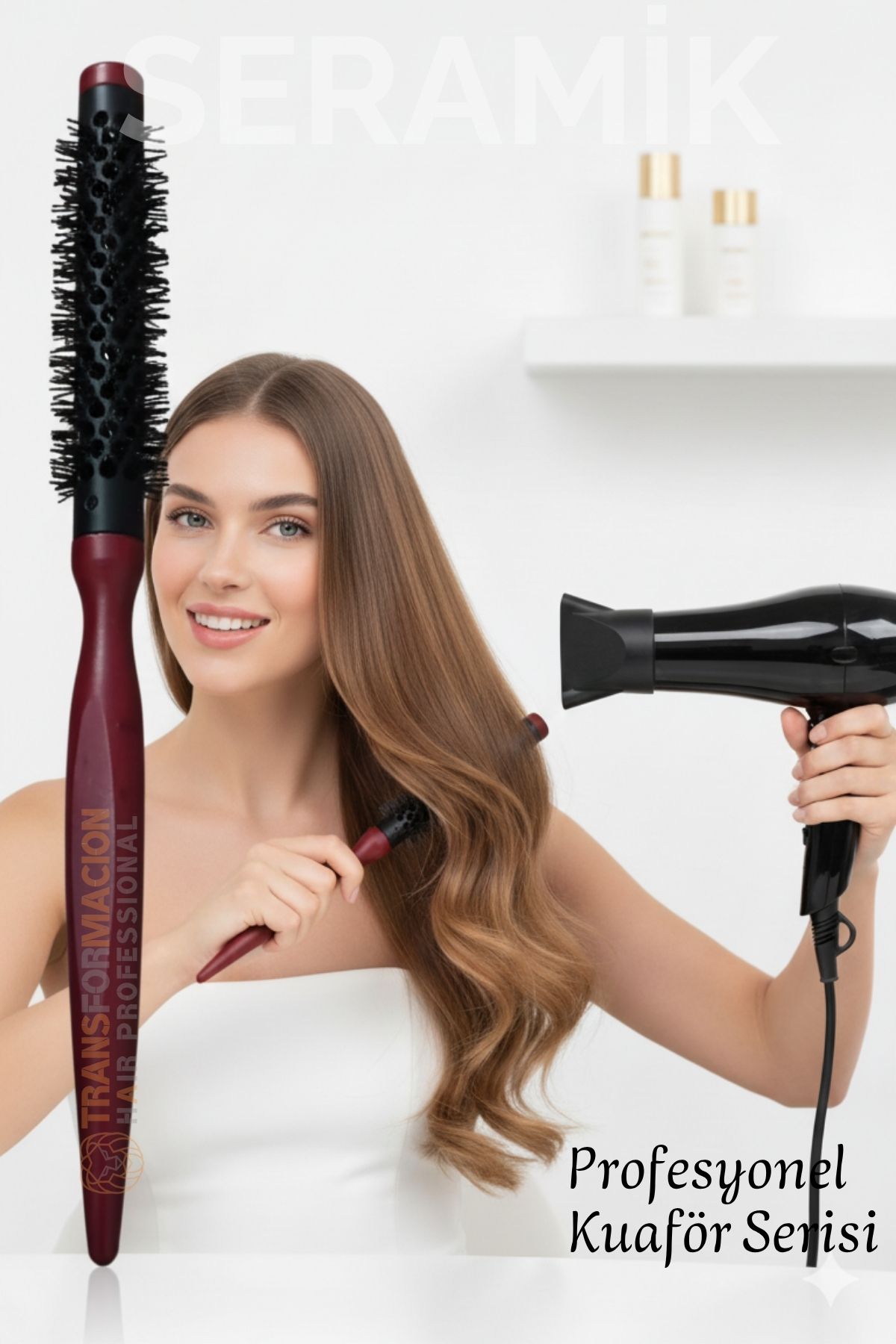 Profesyonel Kuaför 25 mm Ceramic Ionic Nano Fön Fırçası – 26 cm Uzunluk, Profesyonel Kuaför Serisi 722326