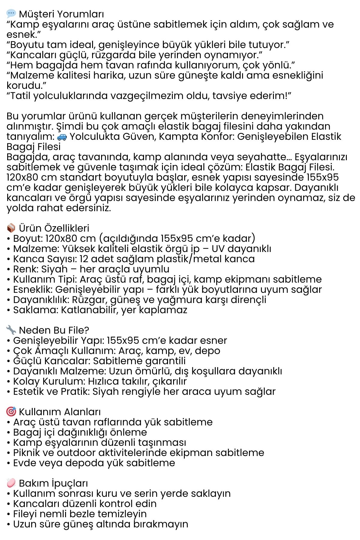 Elastik Bagaj Filesi 120x80 cm – 155x95 cm’e Kadar Genişler | Araç Üstü, Kamp ve Seyahat İçin 722327