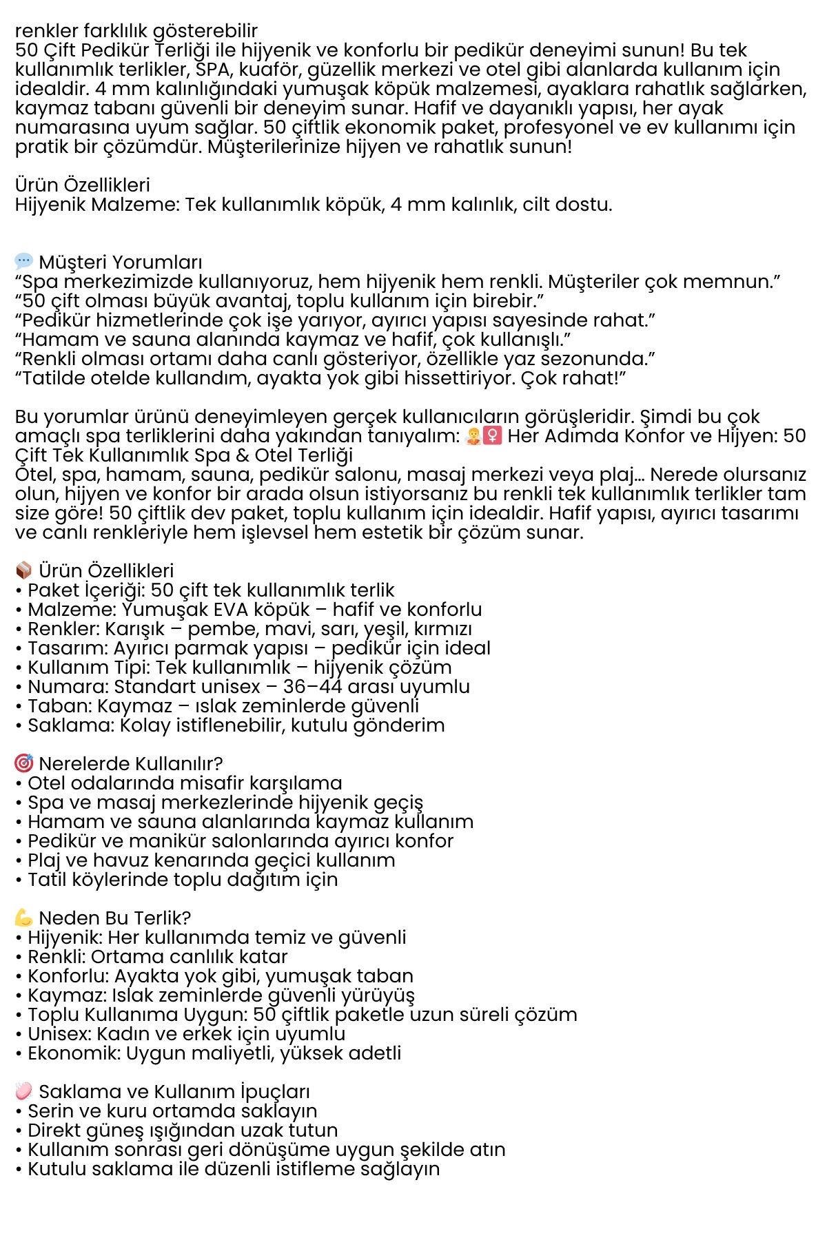 4 MM Kalın Tek Kullanımlık Spa Otel  Pedikür Terliği  50 Çift 722330