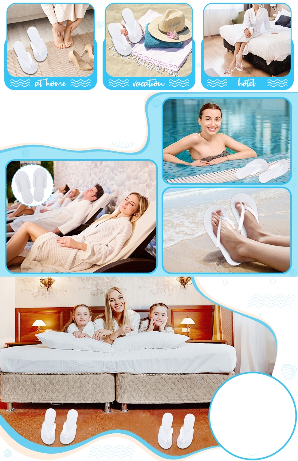 Tek Kullanımlık Spa Otel  Pedikür Terliği  50 Çift 2 MM Kalınlık 722331