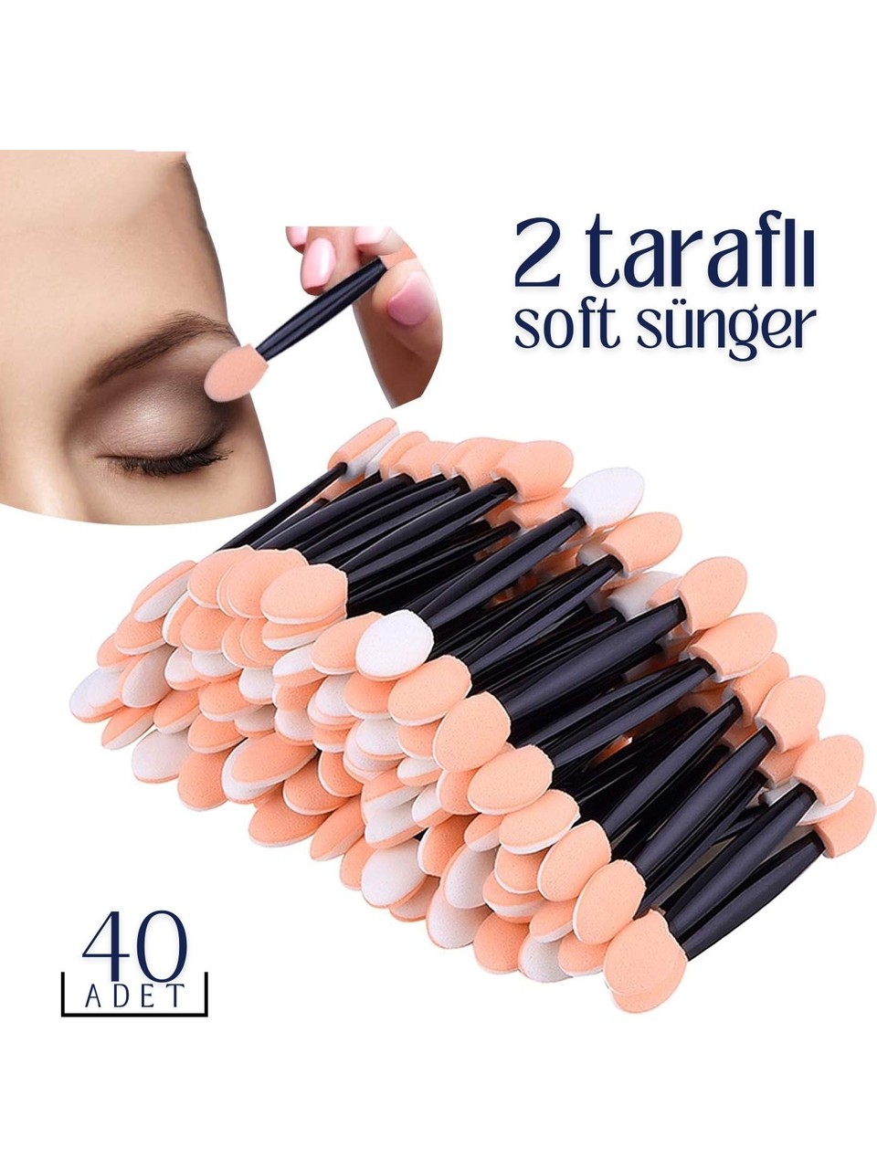 Göz Farı Süngeri 40’lı Paket – Çift Uçlu, Profesyonel Makyaj Aplikatörü 718662