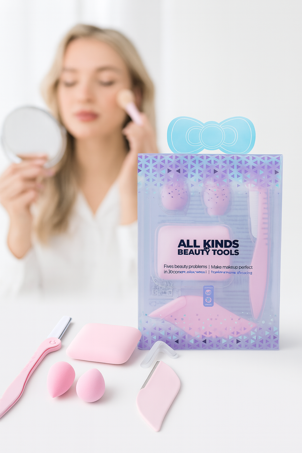 5’li Makyaj Süngeri ve Kaş Usturası Seti – Profesyonel Güzellik Araçları 722336