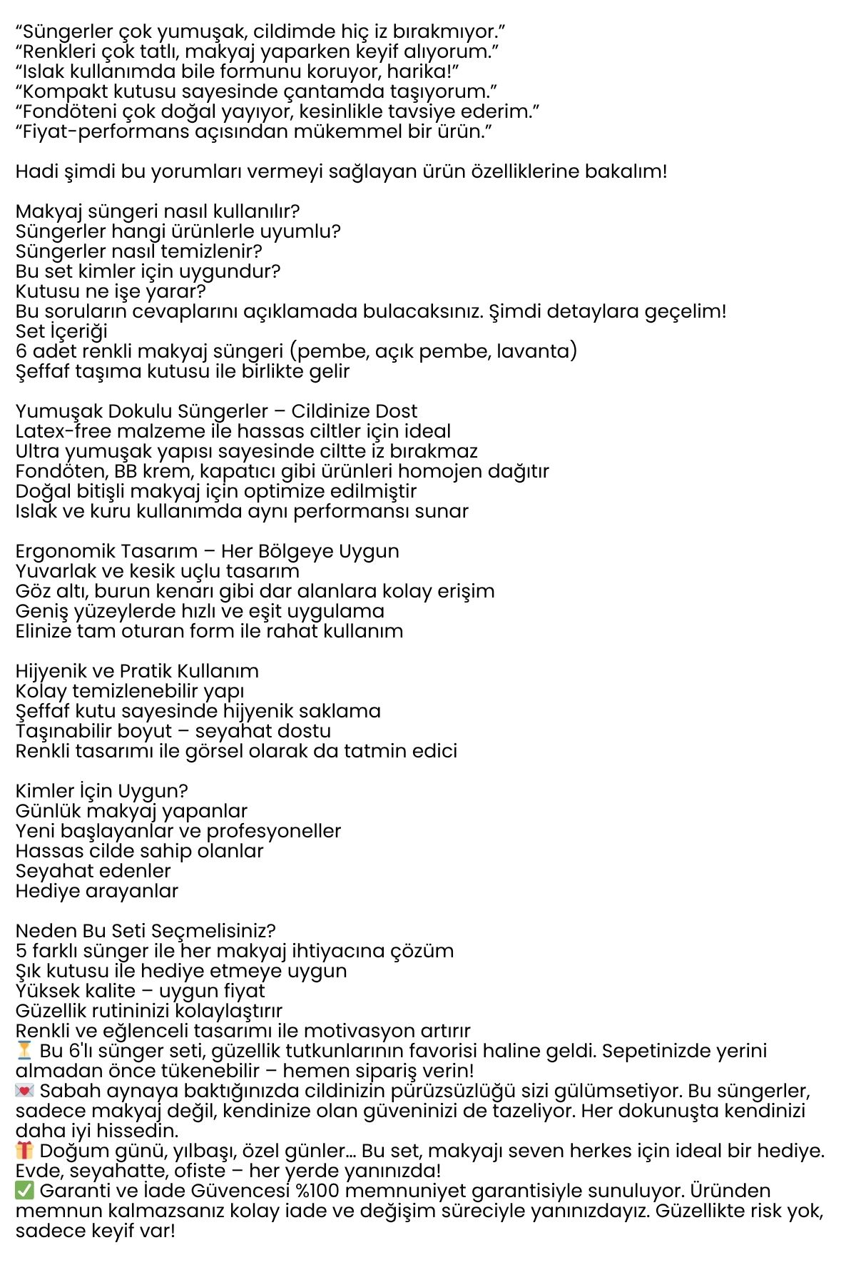 6'lı Makyaj Süngeri Seti – Yumuşak Dokulu, Latex-Free, Pürüzsüz Uygulama İçin İdeal 722337