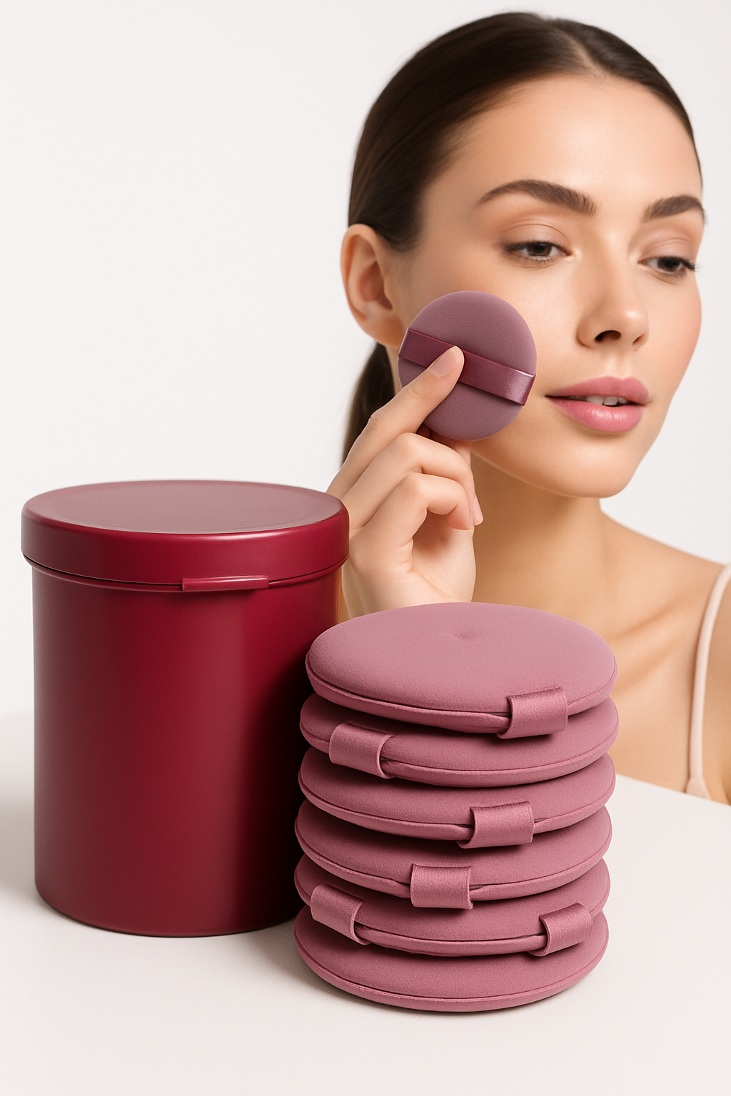 7’li Makyaj Pamuğu Seti – Yumuşak Dokulu, Kaplı Saklama Kutulu, Pudra ve Fondöten İçin 722338