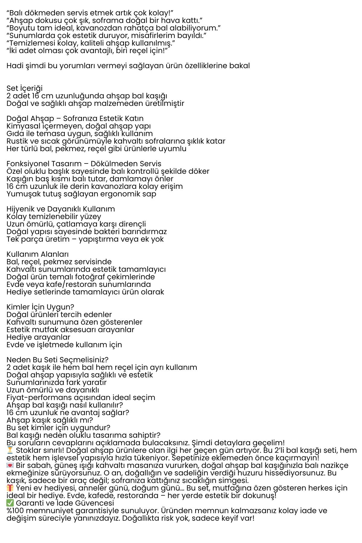 2’li Ahşap Bal Kaşığı Seti – 16 cm Doğal Ahşap, Sunum ve Servis İçin İdeal 720898