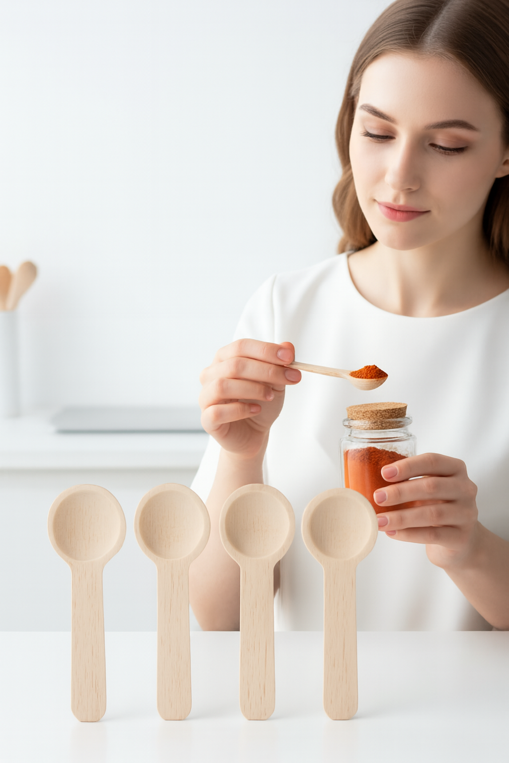 4’lü Ahşap Ölçü Kaşığı Seti – 6.5 cm Doğal Ahşap, Baharat ve Kahve İçin Pratik Mutfak Yardımcısı 715600