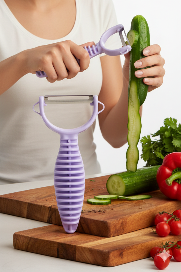 13,5 cm Ergonomik Sebze Soyacağı – Renkli Tasarım, Paslanmaz Bıçaklı, Konforlu Kullanım 722341