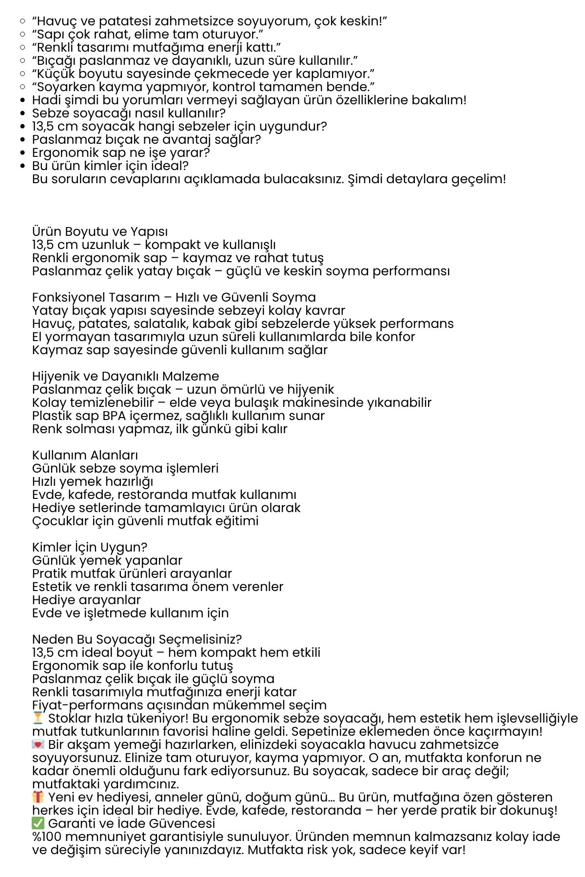 13,5 cm Ergonomik Sebze Soyacağı – Renkli Tasarım, Paslanmaz Bıçaklı, Konforlu Kullanım 722341