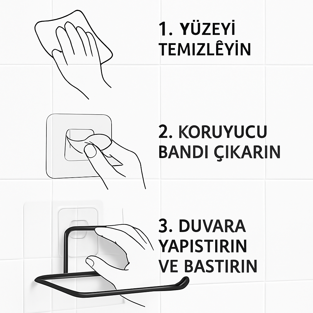 Yapışkanlı Tuvalet Kağıdı Tutucu – Siyah Metal 14 x 7,5 cm 722343