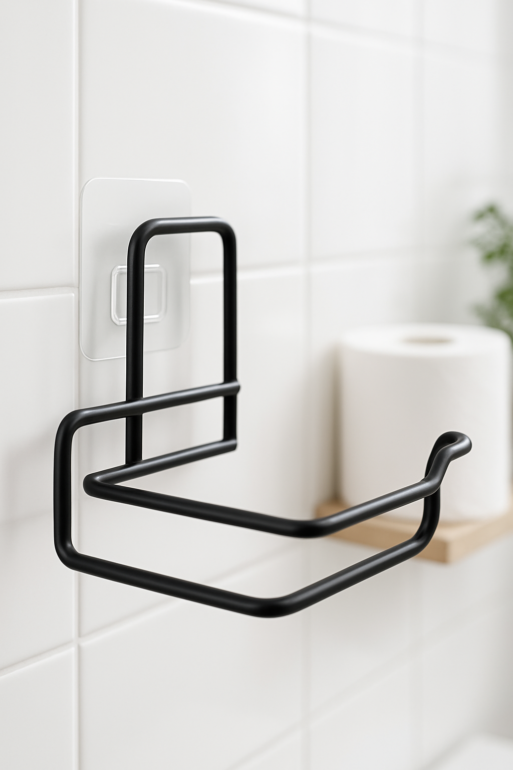 Yapışkanlı Tuvalet Kağıdı Tutucu – Siyah Metal 14 x 7,5 cm 722343