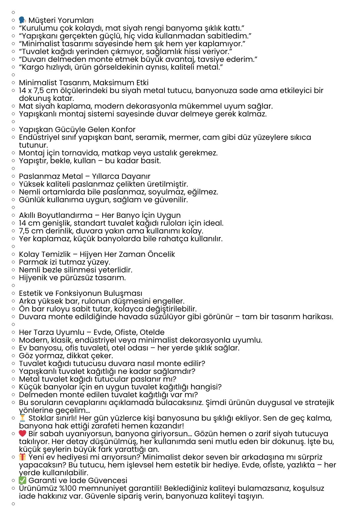 Yapışkanlı Tuvalet Kağıdı Tutucu – Siyah Metal 14 x 7,5 cm 722343