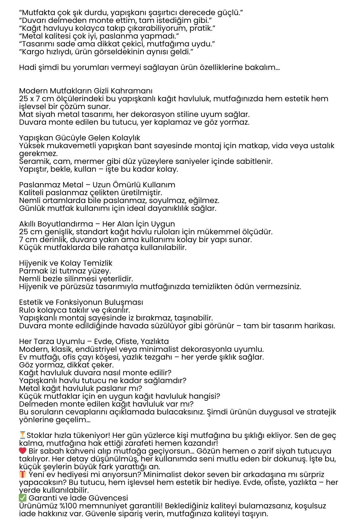 Yapışkanlı Kağıt Havluluk – Siyah Metal, 25 x 7 cm722344