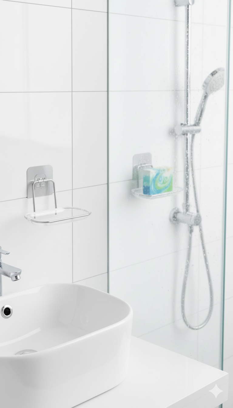 Yapışkanlı Sabunluk – Su Giderli, Katı Sabun Kutusu, 13 x 9 cm 722345